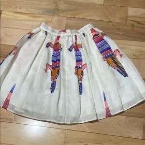 MSGM White Midi Skirt with Multicolor Crocodile Print